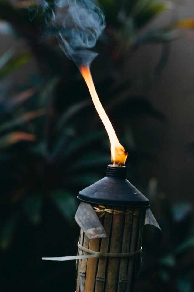 Tiki Torch with black smoke